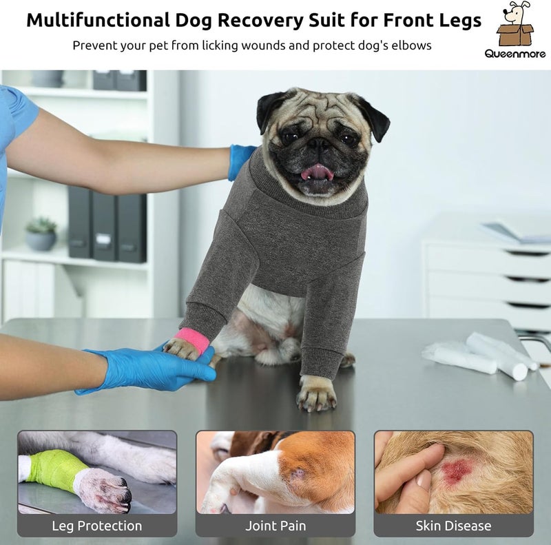 Queenmore Dog Surgery Recovery Sleeve Front Legs, Breathable Dog Recovery Sleeve, Elbow Protector Pet Cone Alternative After Surgery, Grey, M - Image 4